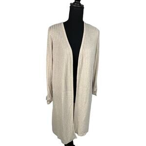 Ellen Tracy Women's Maxi Cardigan Open Sweater Cream Size S